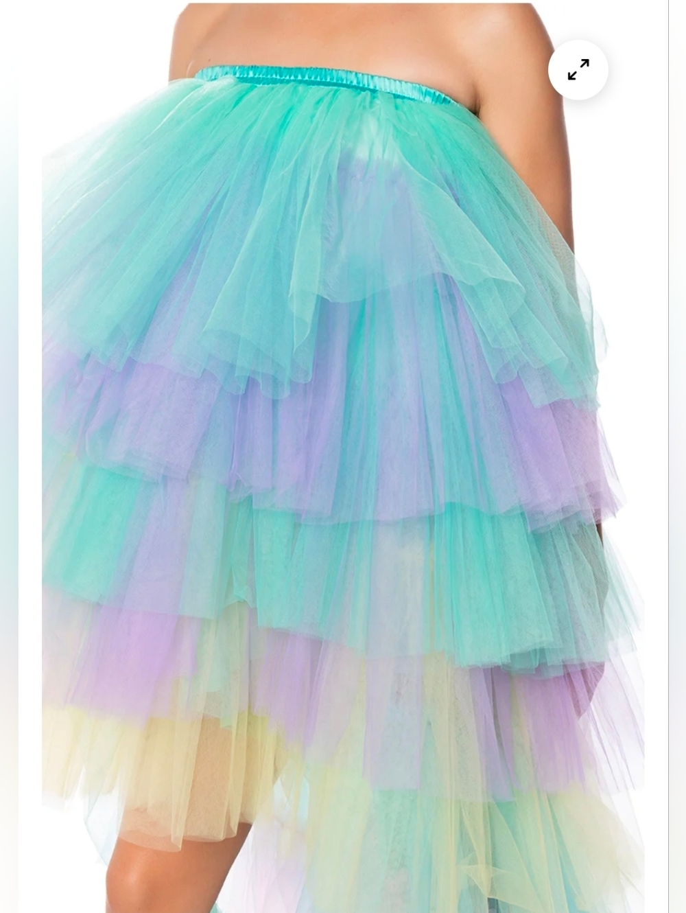 Pastel Tiered Tulle High-Low Strapless DRESS L/XL This Is New Without Tags - Picture 3 of 10